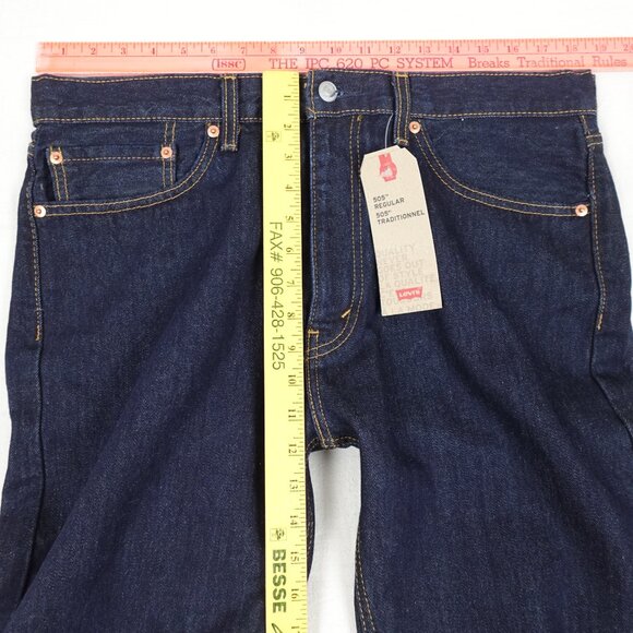 NEW Levi's 505 Jeans Men's 36x32 Straight Leg 100% Cotton Dark Wash Regular Fit - Picture 13 of 14